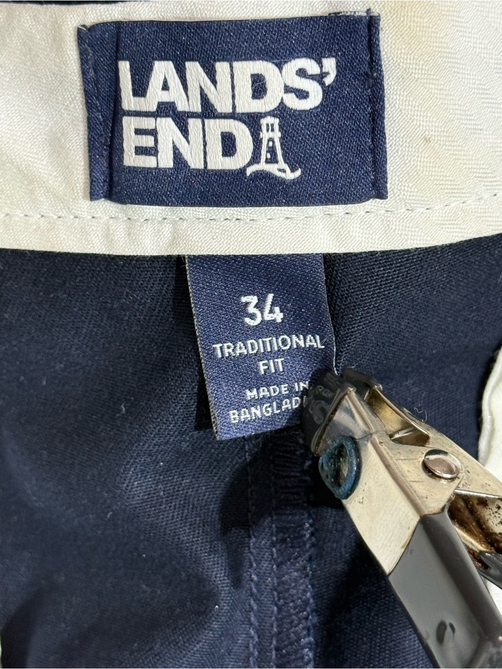 Lands’ End Traditional Fit Plain Navy Color Chino Pants 34 x 28 - Picture 6 of 7